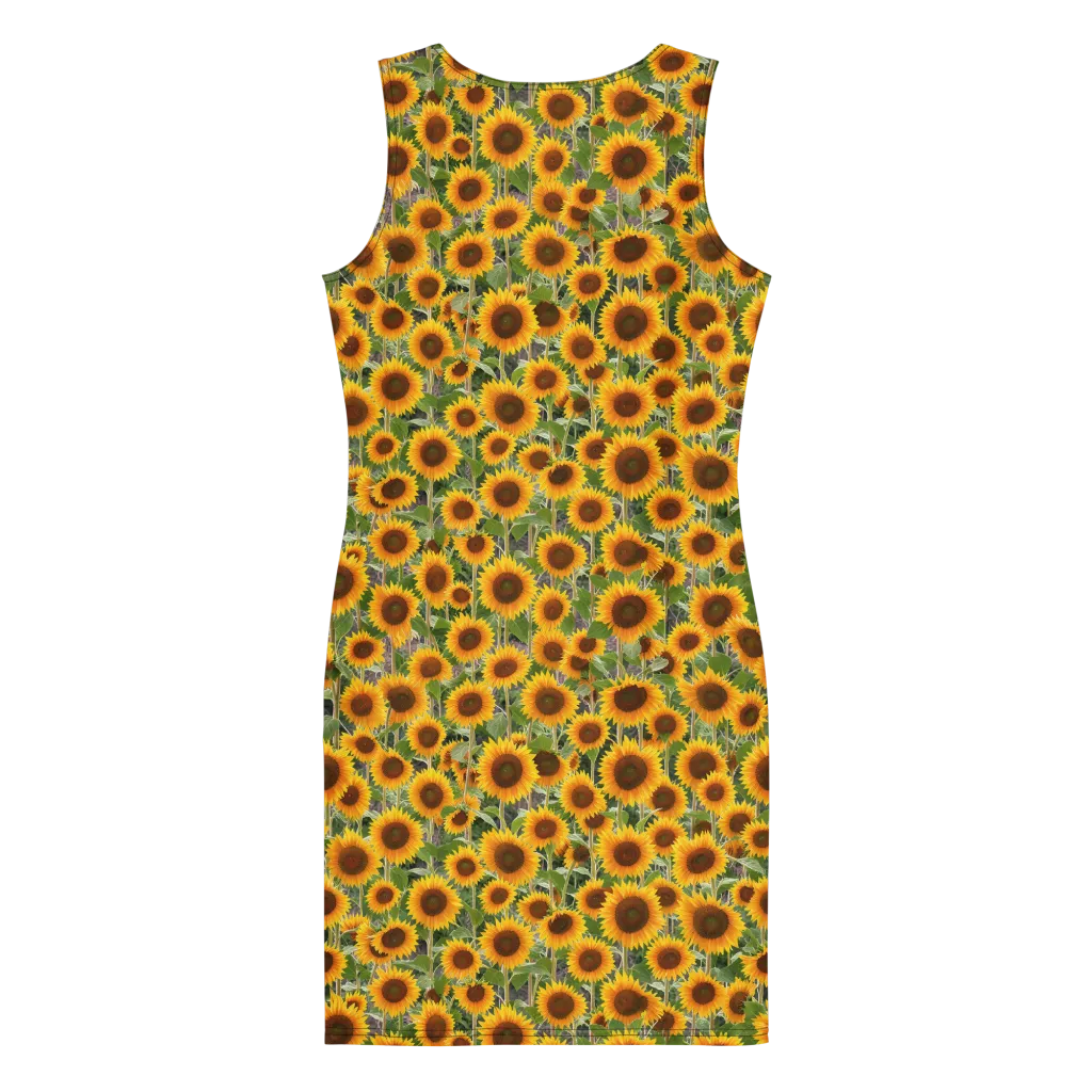 Golden Bloom on Bodycon Dress — Back