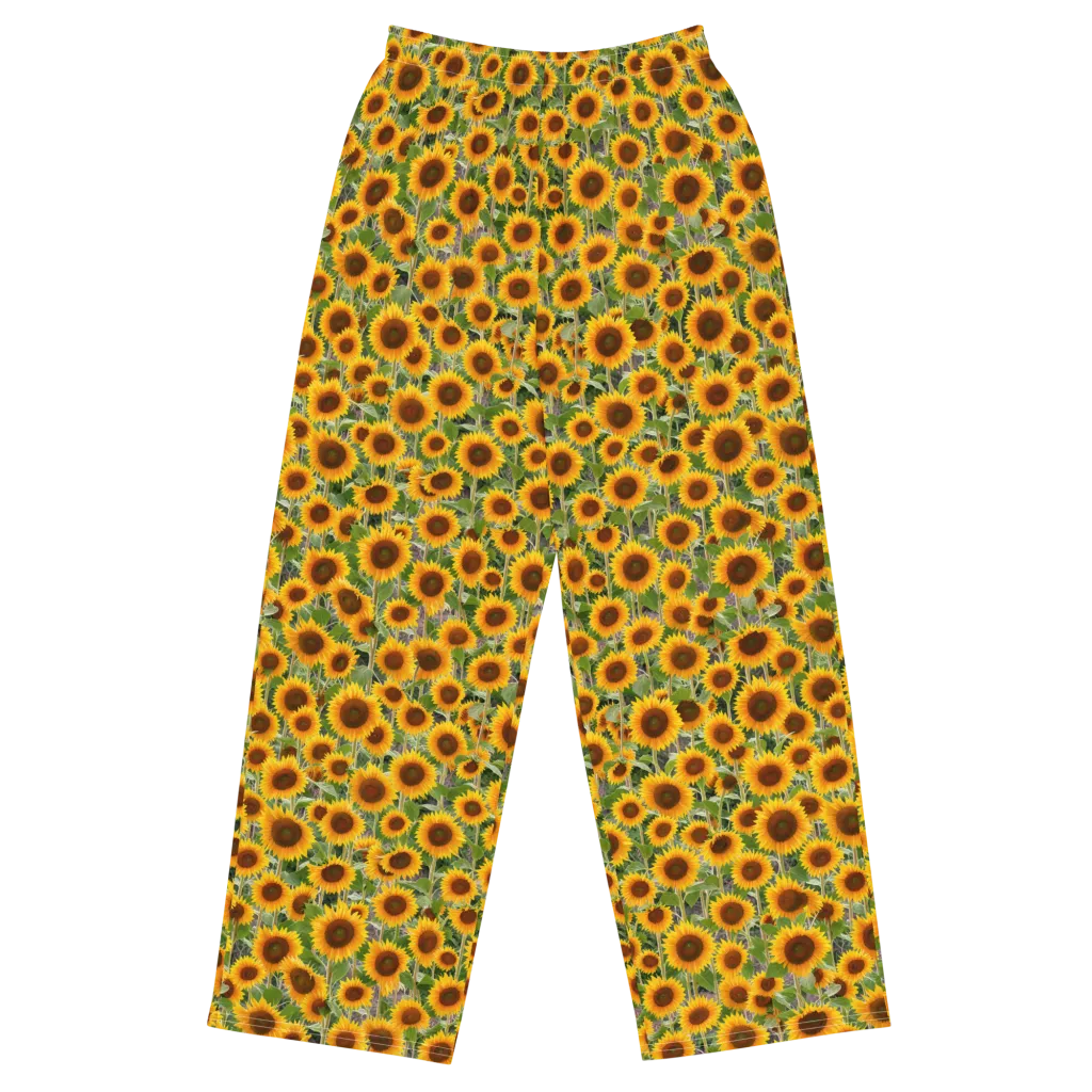 Golden Bloom on Wide-Leg Pants — Front