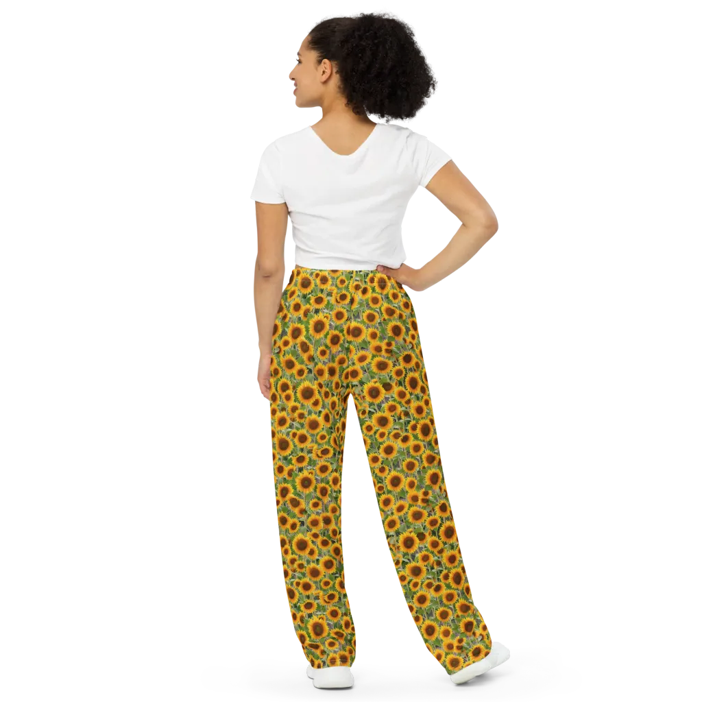 Golden Bloom on Wide-Leg Pants — Back