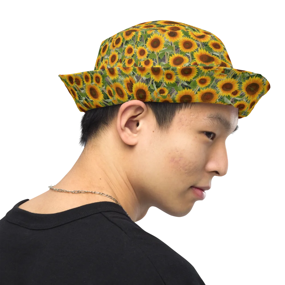 Golden Bloom on Reversible Bucket Hat — Right Outside