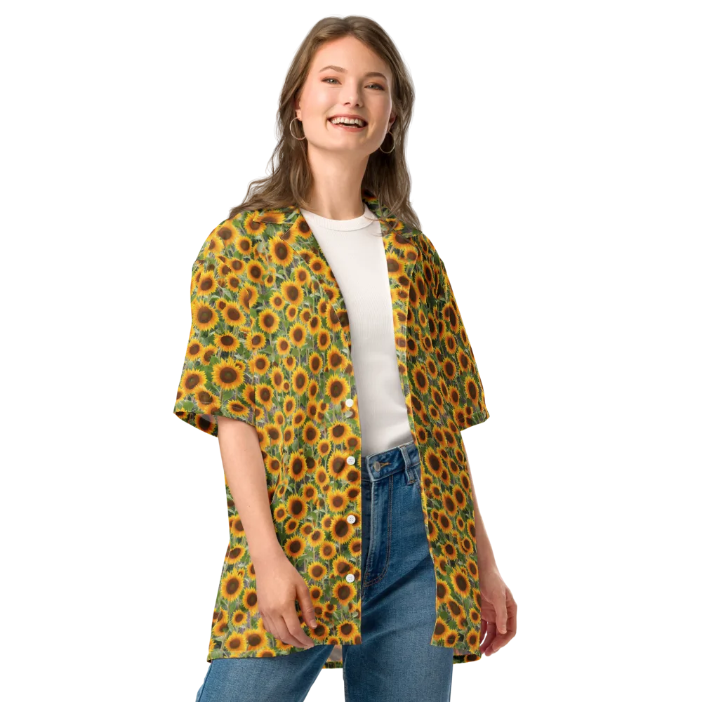 Golden Bloom on Button Shirt — Front