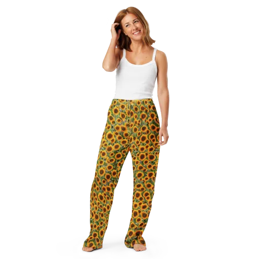 Golden Bloom on a Women's Pajama Pants