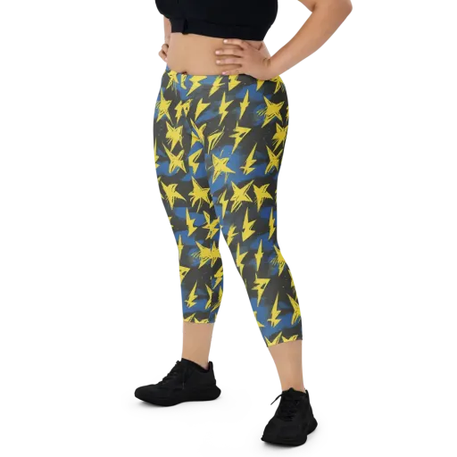 Electric Wildflower on a Capri Leggings