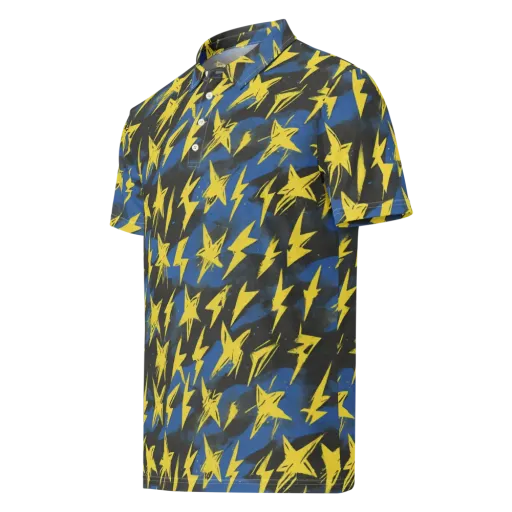 Electric Wildflower on a Men's Slim Fit Polo Shirt
