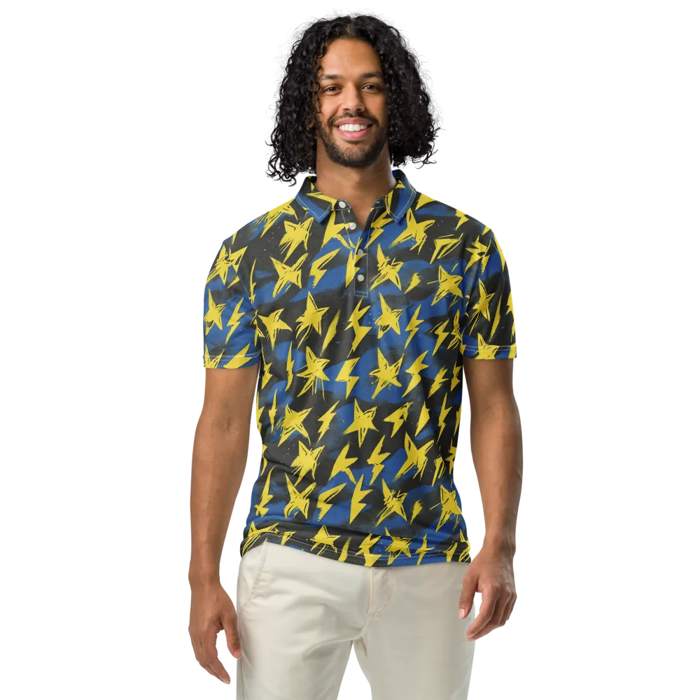 Electric Wildflower on Men's Slim Fit Polo Shirt — Front