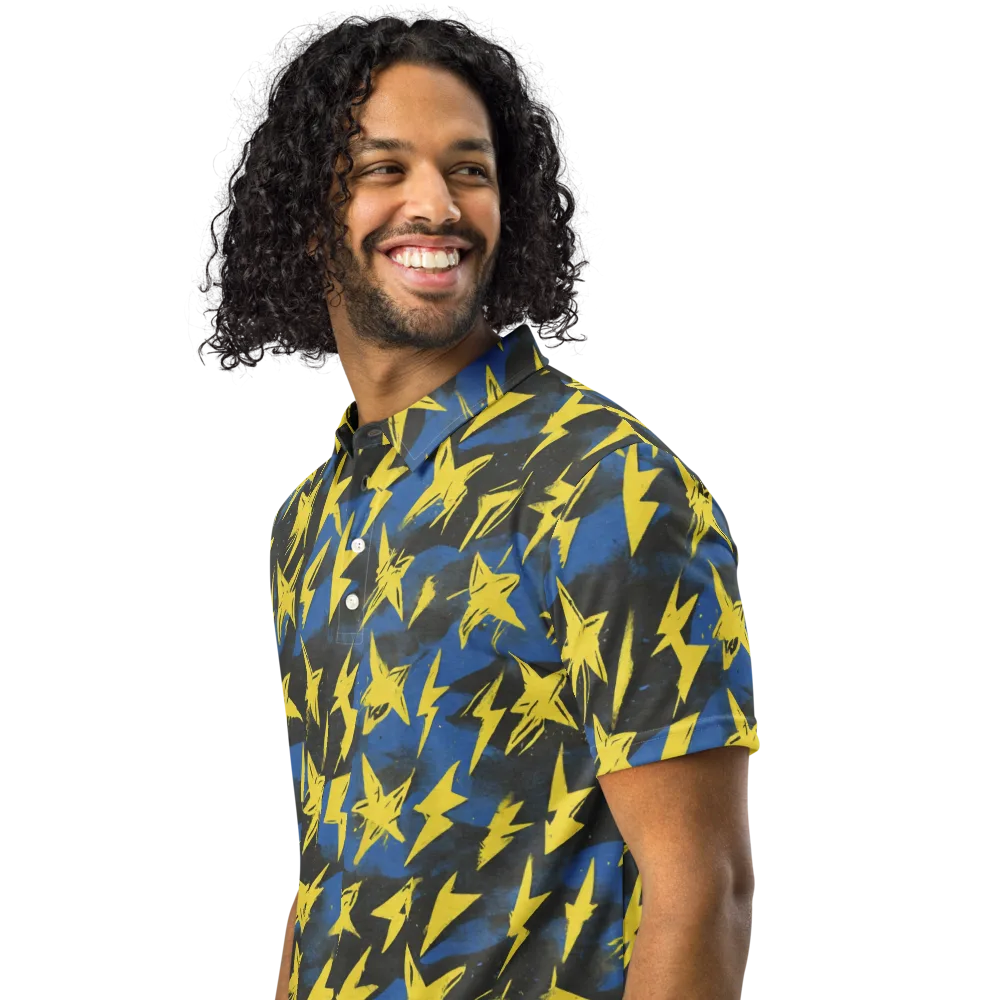 Electric Wildflower on Men's Slim Fit Polo Shirt — Left Front