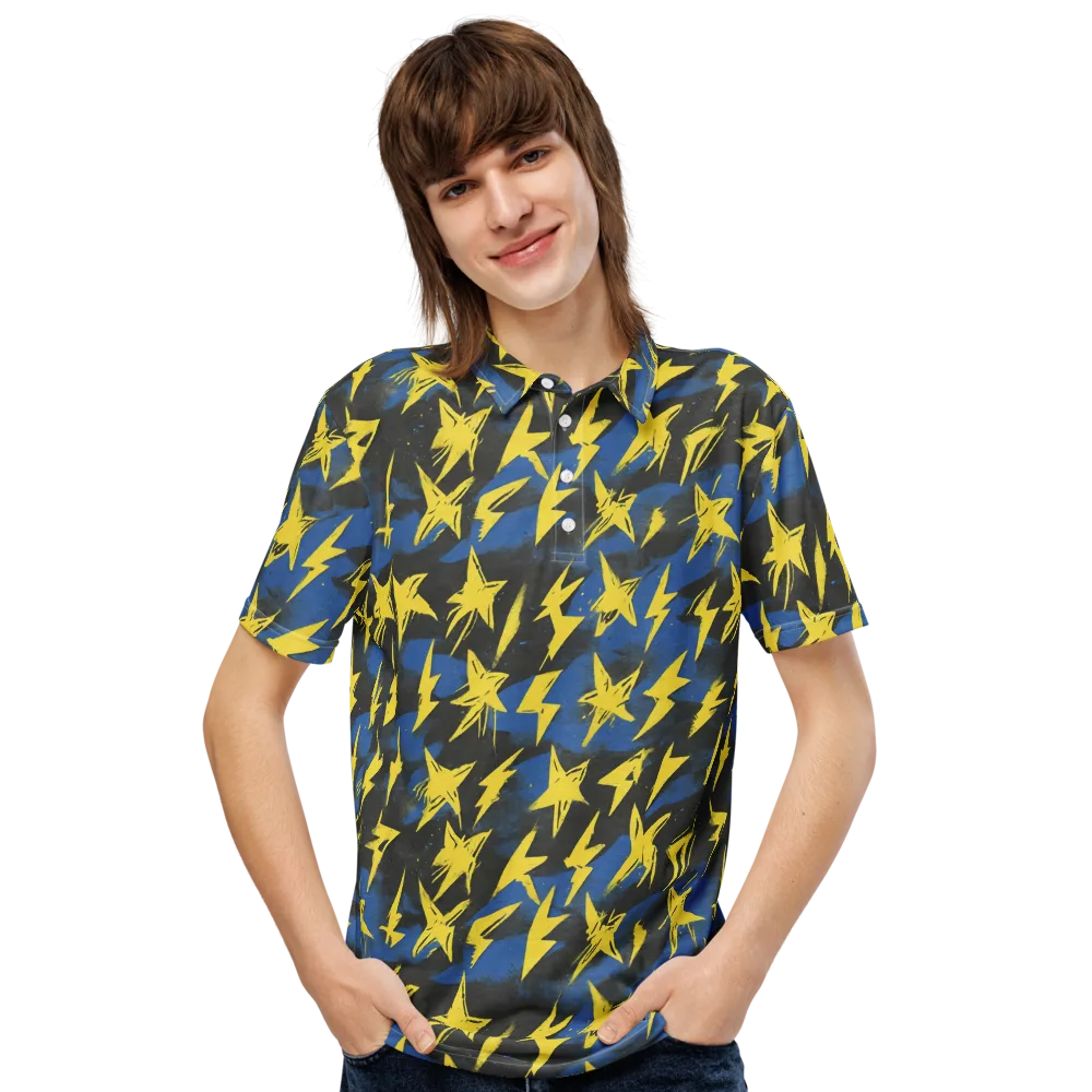 Electric Wildflower on Men's Slim Fit Polo Shirt — Front