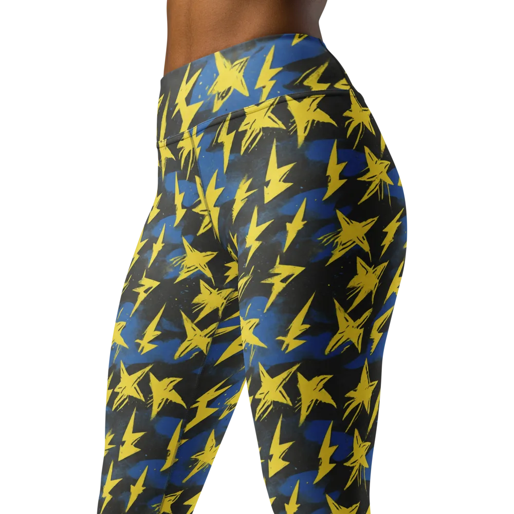 Electric Wildflower on Yoga Leggings — Left Front