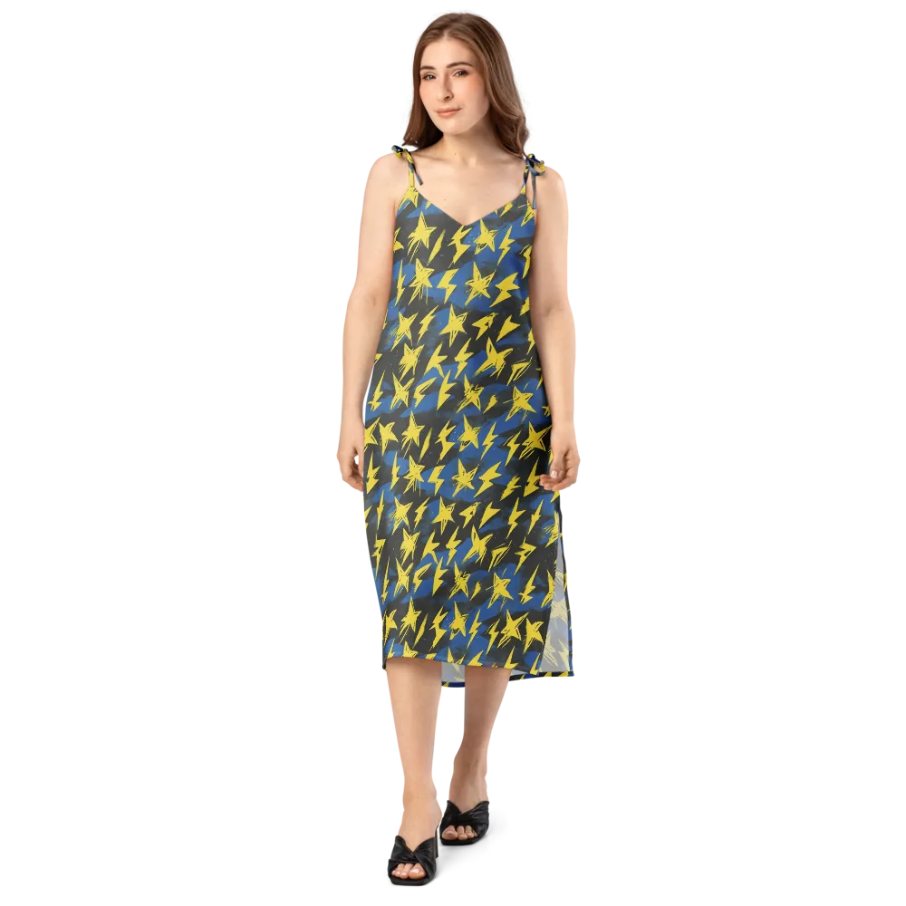 Electric Wildflower on Slip Dress — Front