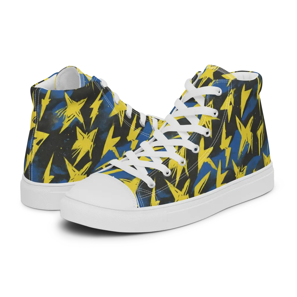 Electric Wildflower on Men's High Top Canvas Shoes — Left