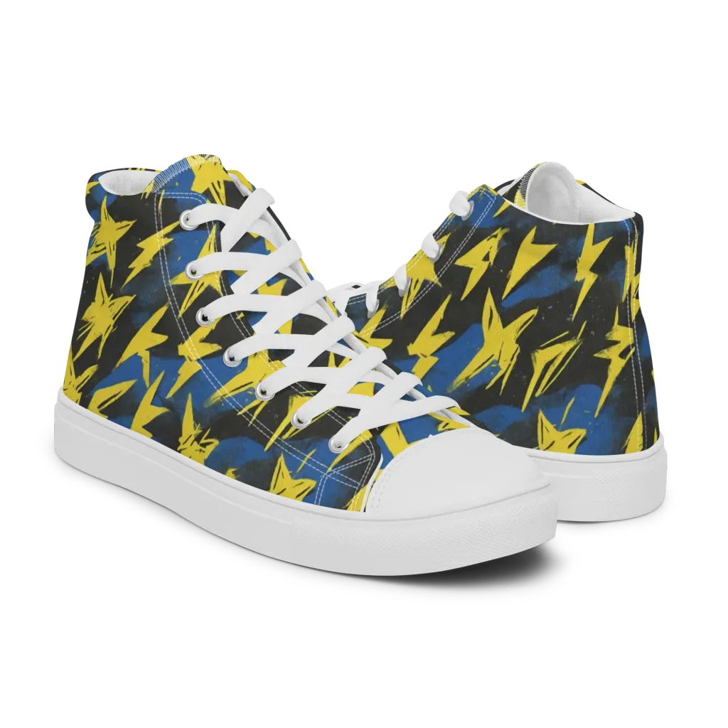 Electric Wildflower on Men's High Top Canvas Shoes — Right