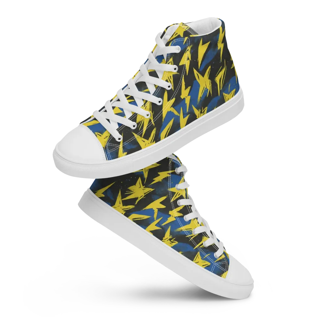 Electric Wildflower on Men's High Top Canvas Shoes — Front