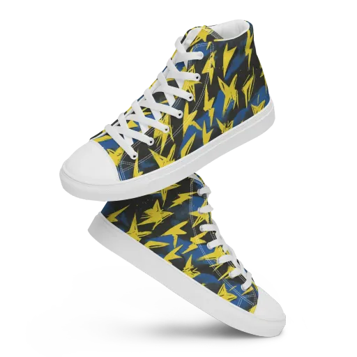 Electric Wildflower on a Men's High Top Canvas Shoes