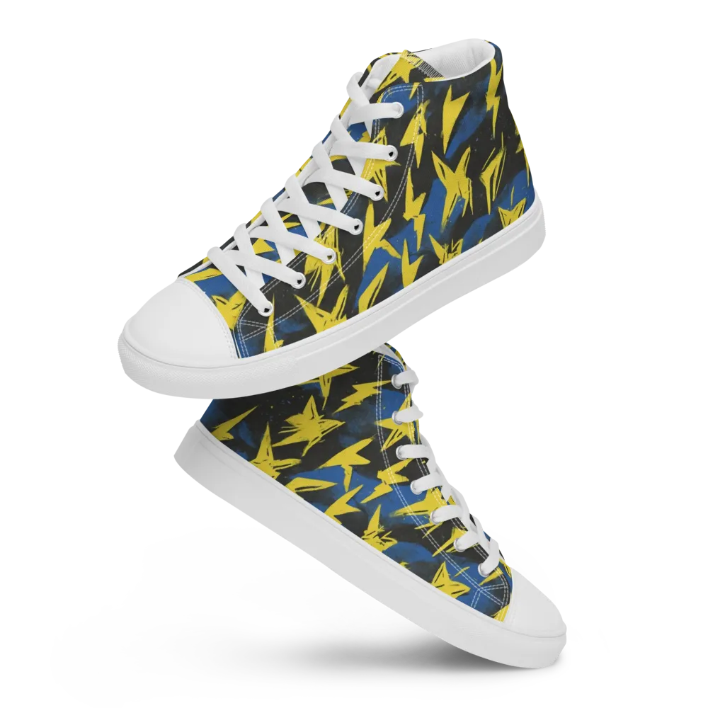Electric Wildflower on Women's High Top Canvas Shoes — Front