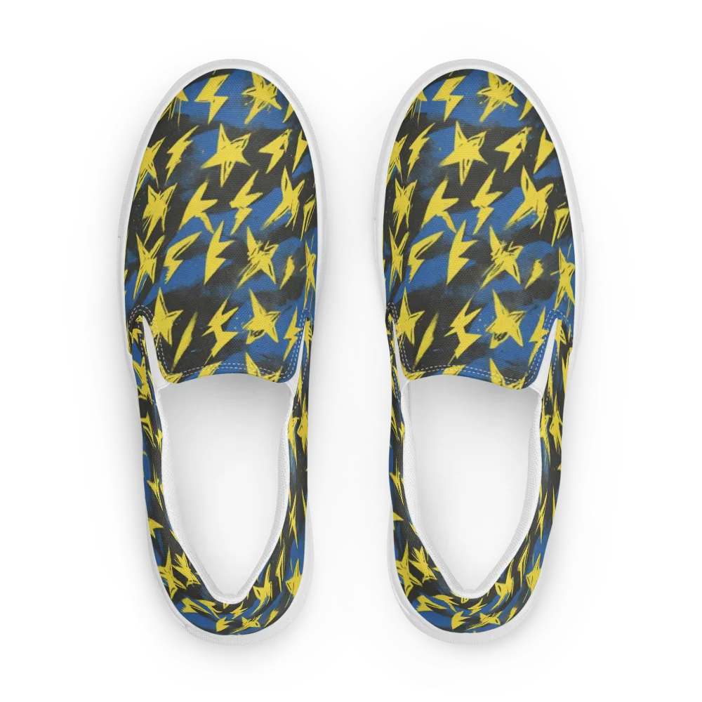 Electric Wildflower on Men's Slip-On Canvas Shoes — Front