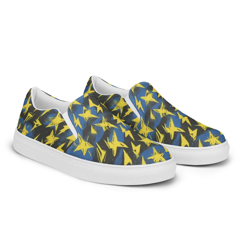 Electric Wildflower on Men's Slip-On Canvas Shoes — Right Front