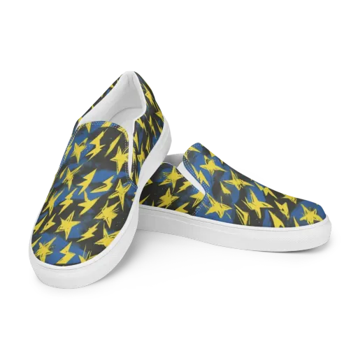 Electric Wildflower on a Men's Slip-On Canvas Shoes