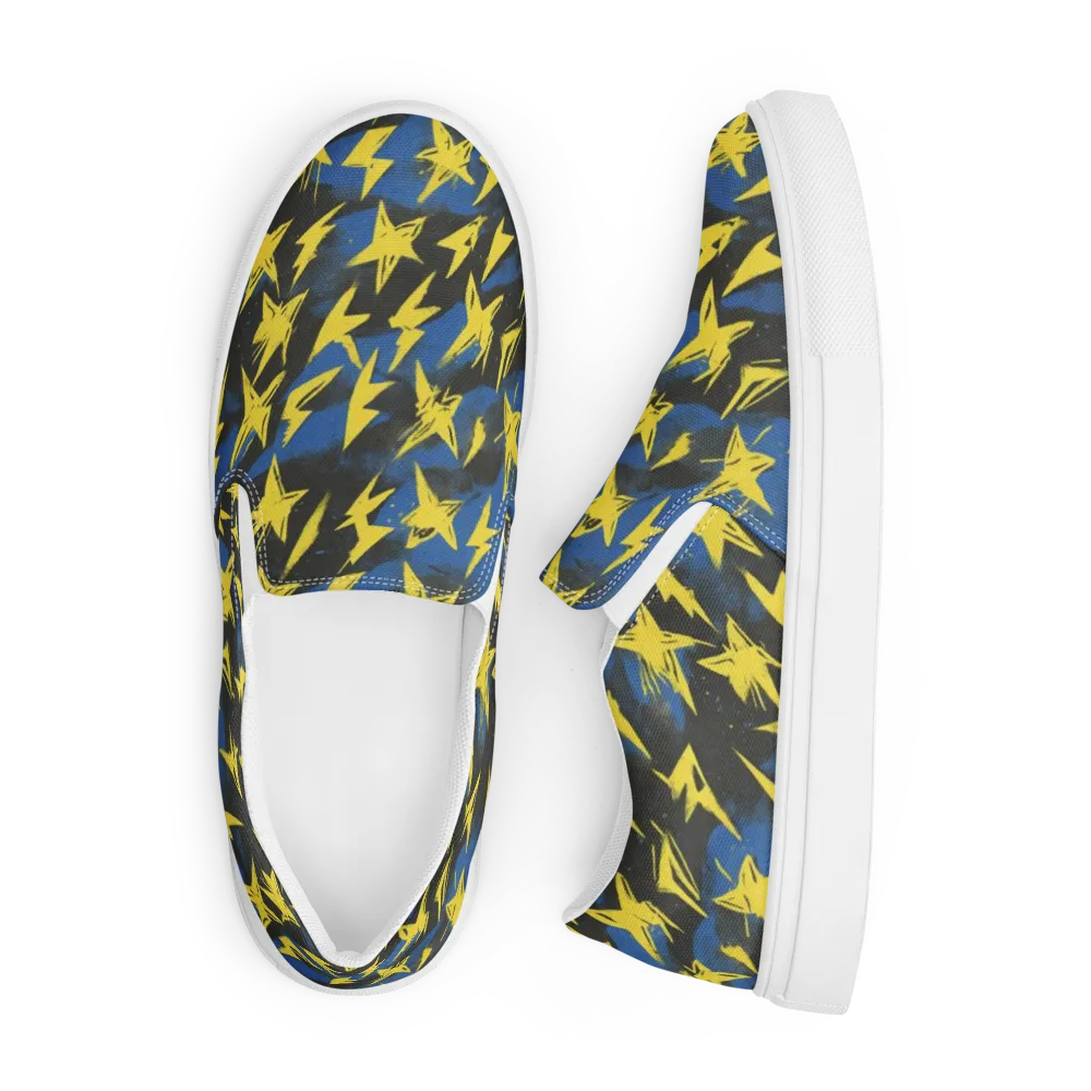Electric Wildflower on Men's Slip-On Canvas Shoes — Front