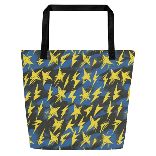 Electric Wildflower on a Large Tote Bag W/ Pocket