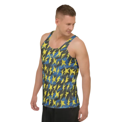 Electric Wildflower on a Men's Tank Top
