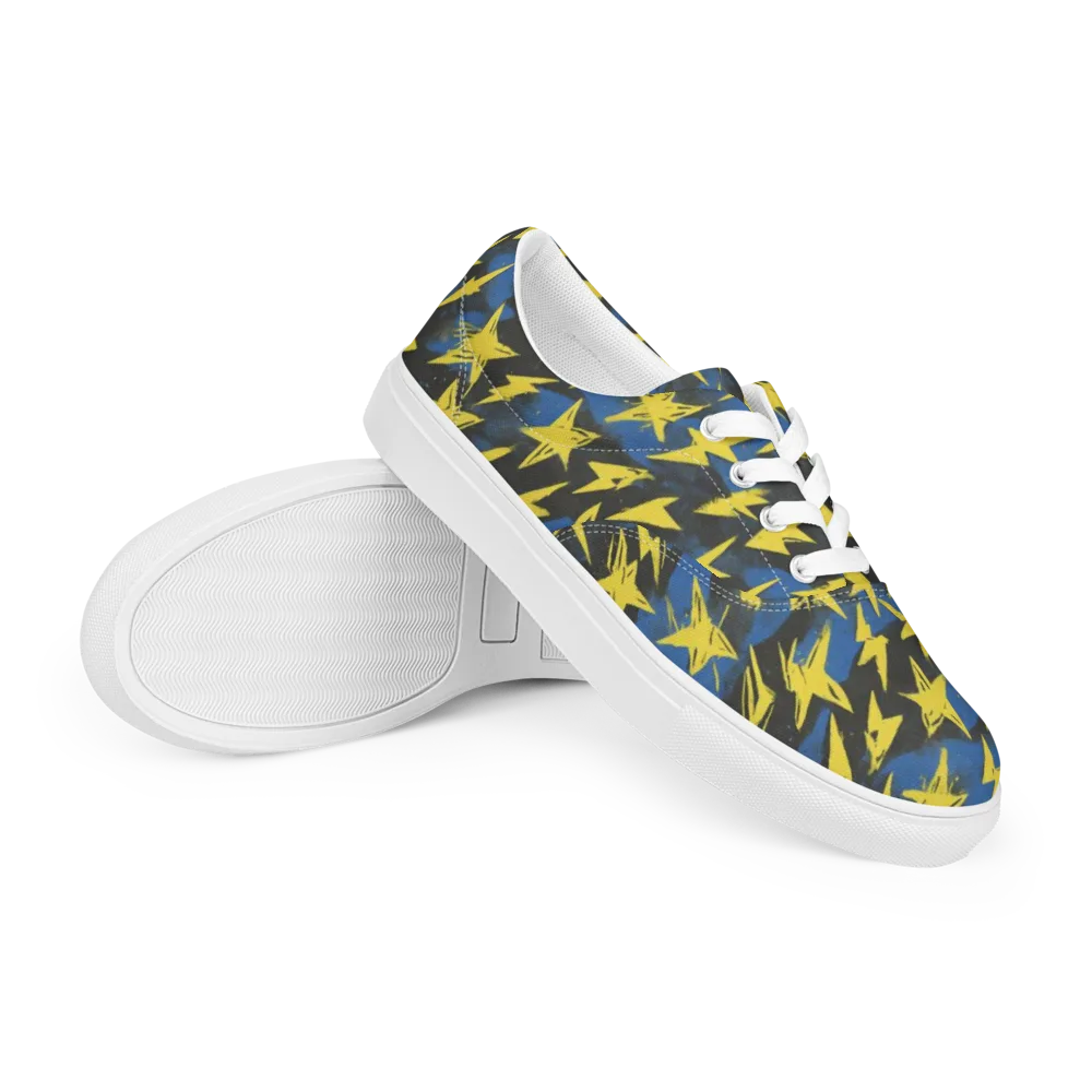 Electric Wildflower on Men's Lace-Up Canvas Shoes — Right Front