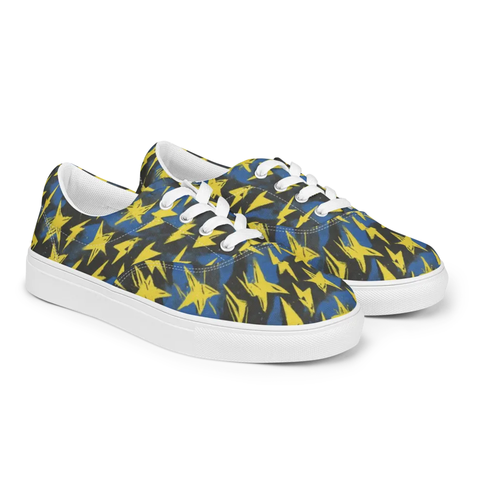 Electric Wildflower on Men's Lace-Up Canvas Shoes — Right Front