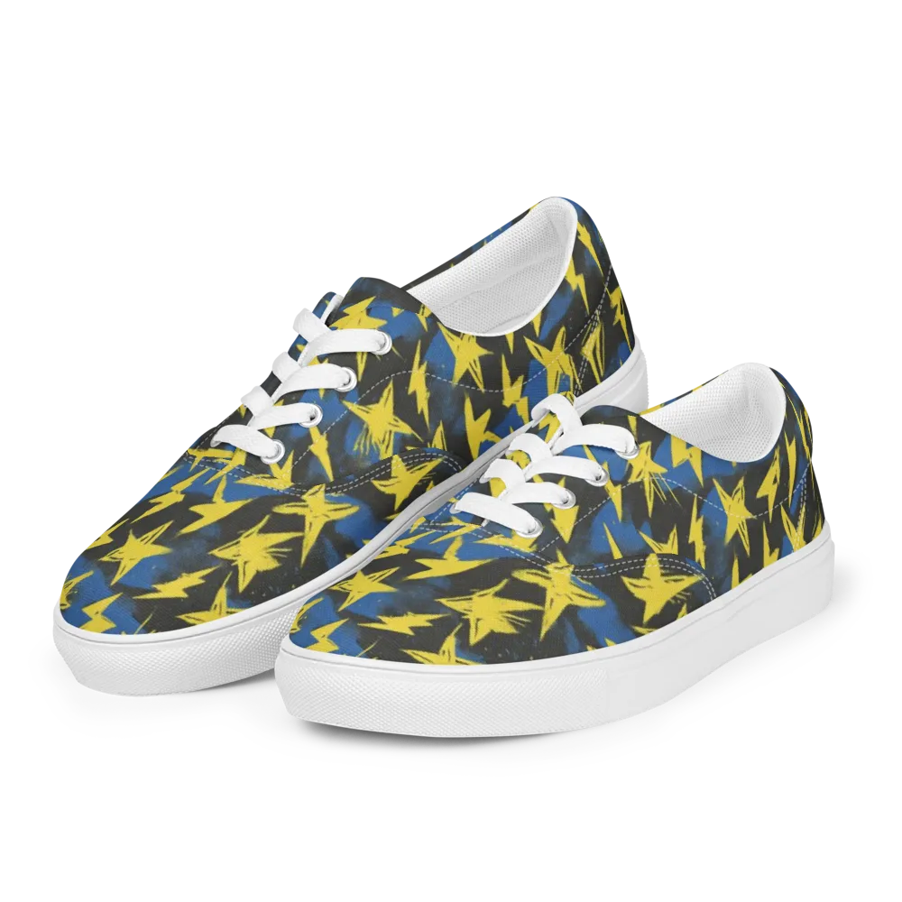 Electric Wildflower on Men's Lace-Up Canvas Shoes — Left Front