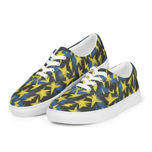 Electric Wildflower on a Men's Lace-Up Canvas Shoes