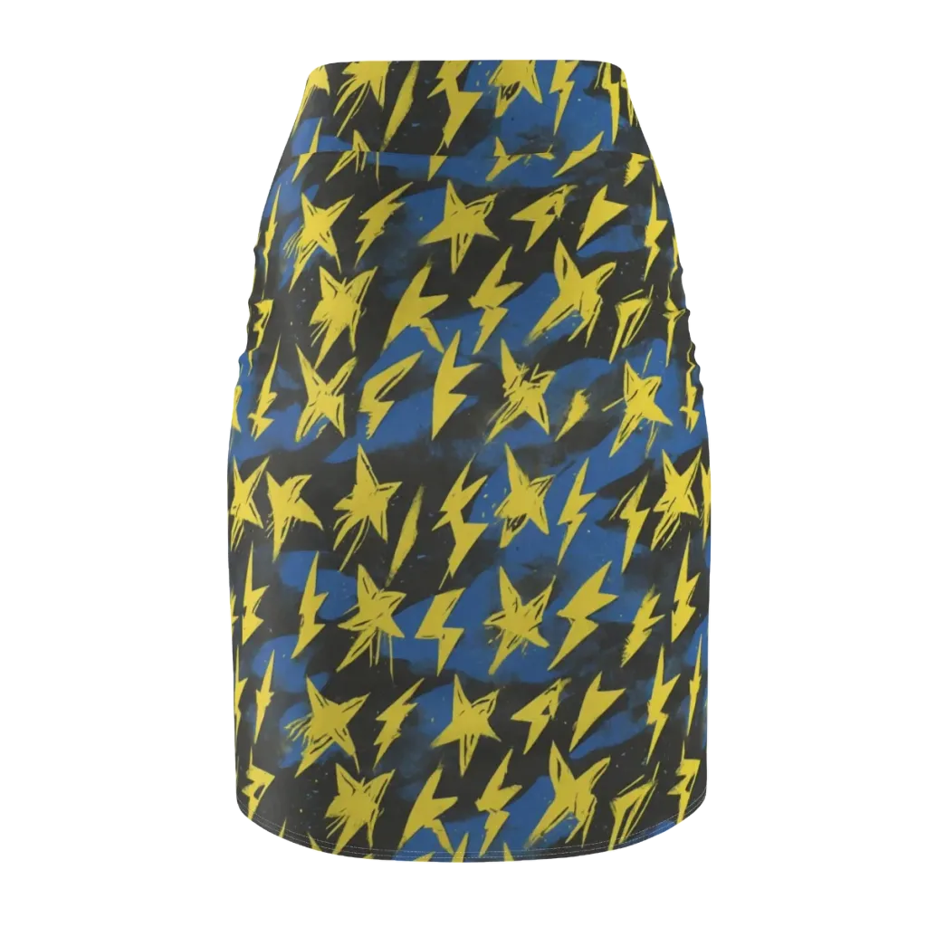 Electric Wildflower on Pencil Skirt — Back
