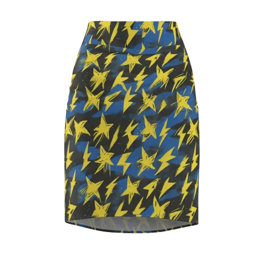 Electric Wildflower on a Pencil Skirt