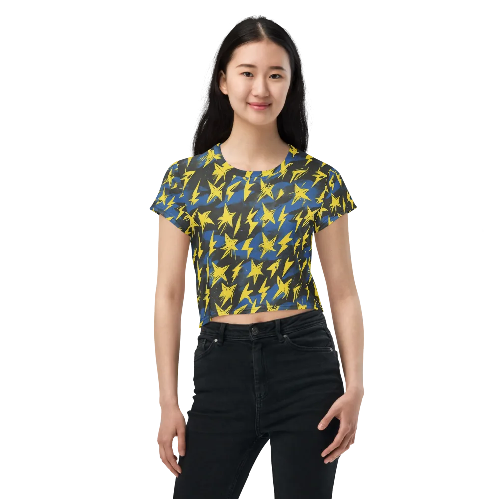 Electric Wildflower on Crop Tee — Front
