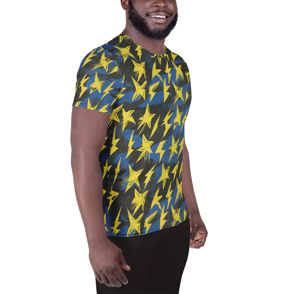 Electric Wildflower on Men's Athletic T-Shirt — Right