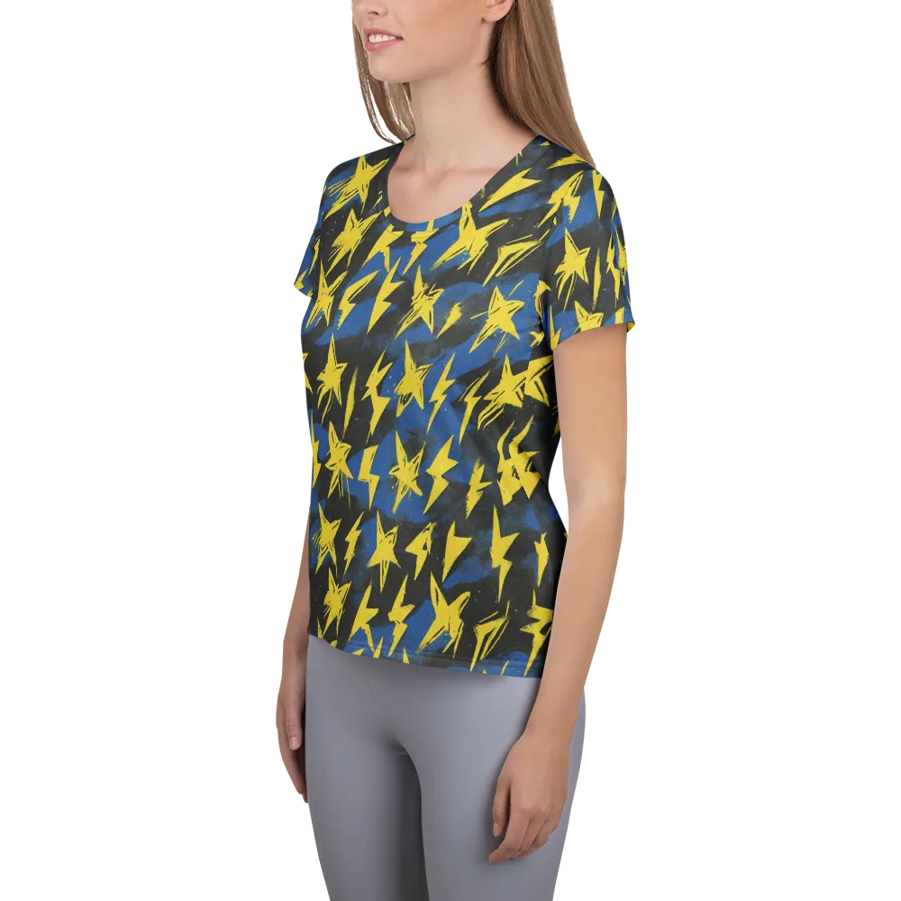 Electric Wildflower on Women's Athletic T-Shirt — Left