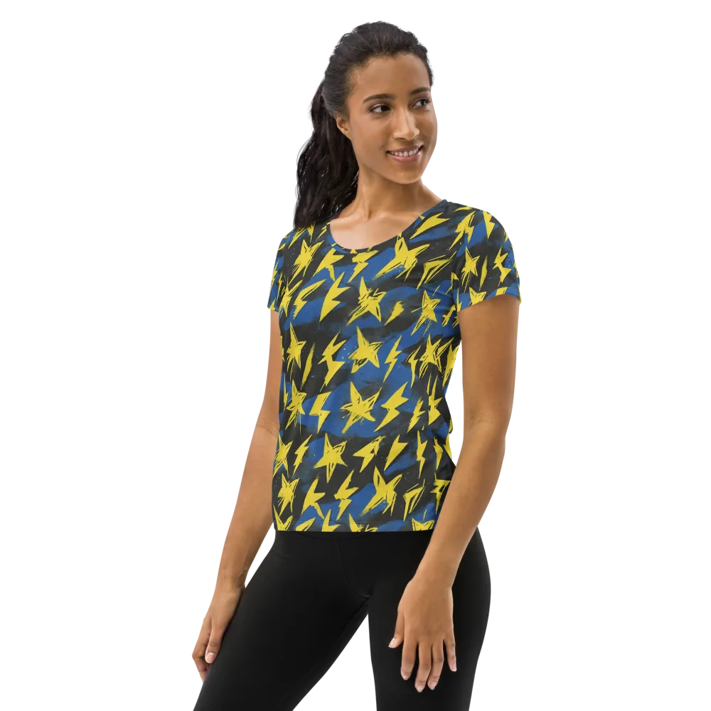 Electric Wildflower on Women's Athletic T-Shirt — Left
