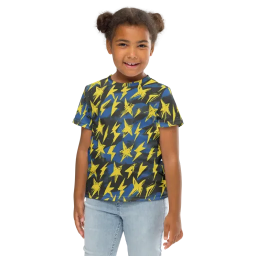Electric Wildflower on a Kids Crew Neck T-Shirt