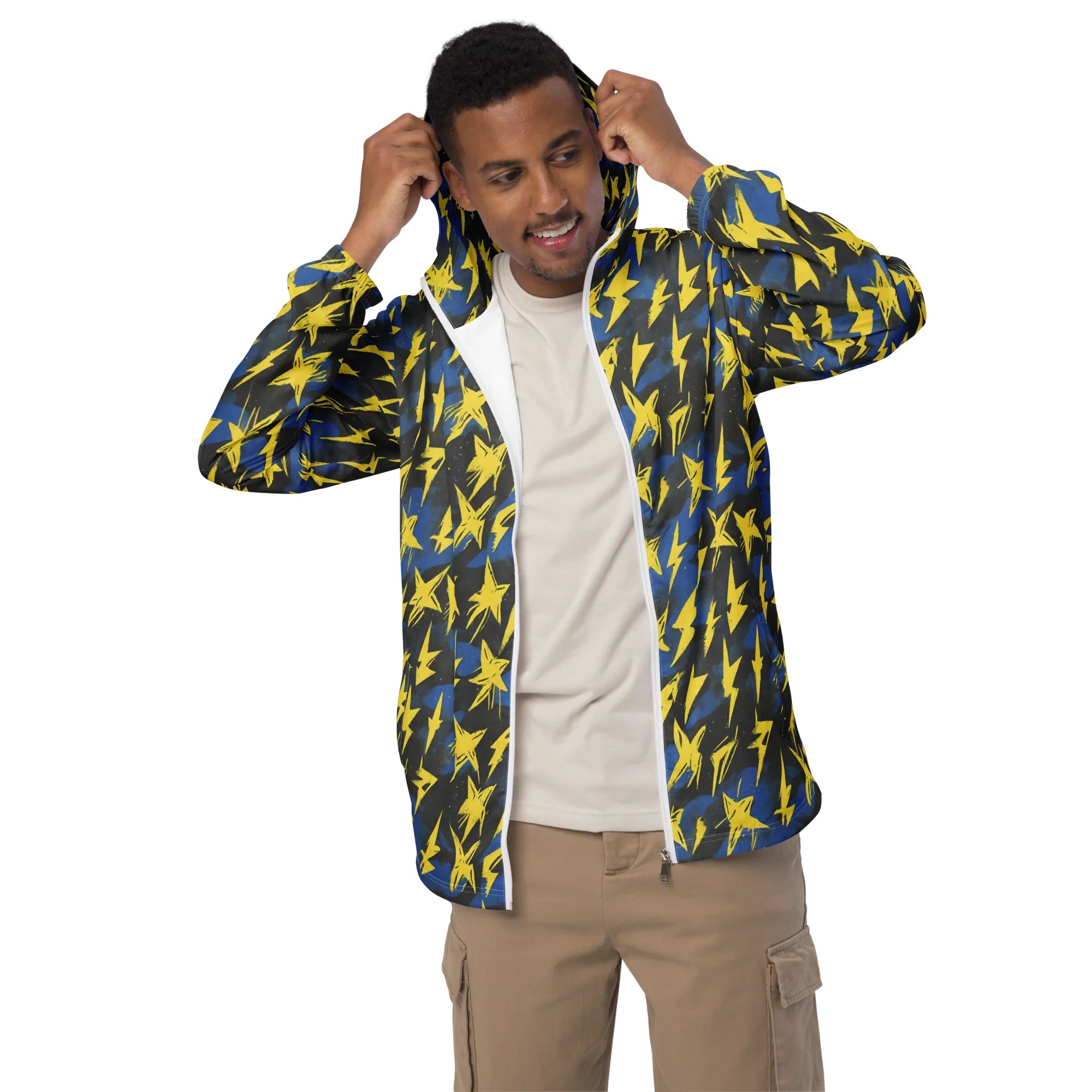 Electric Wildflower on Men's Windbreaker — Front