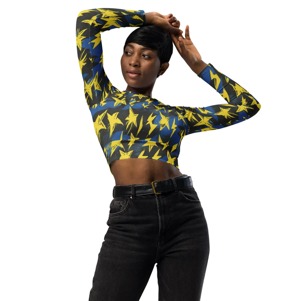 Electric Wildflower on Long Sleeve Crop Top — Front