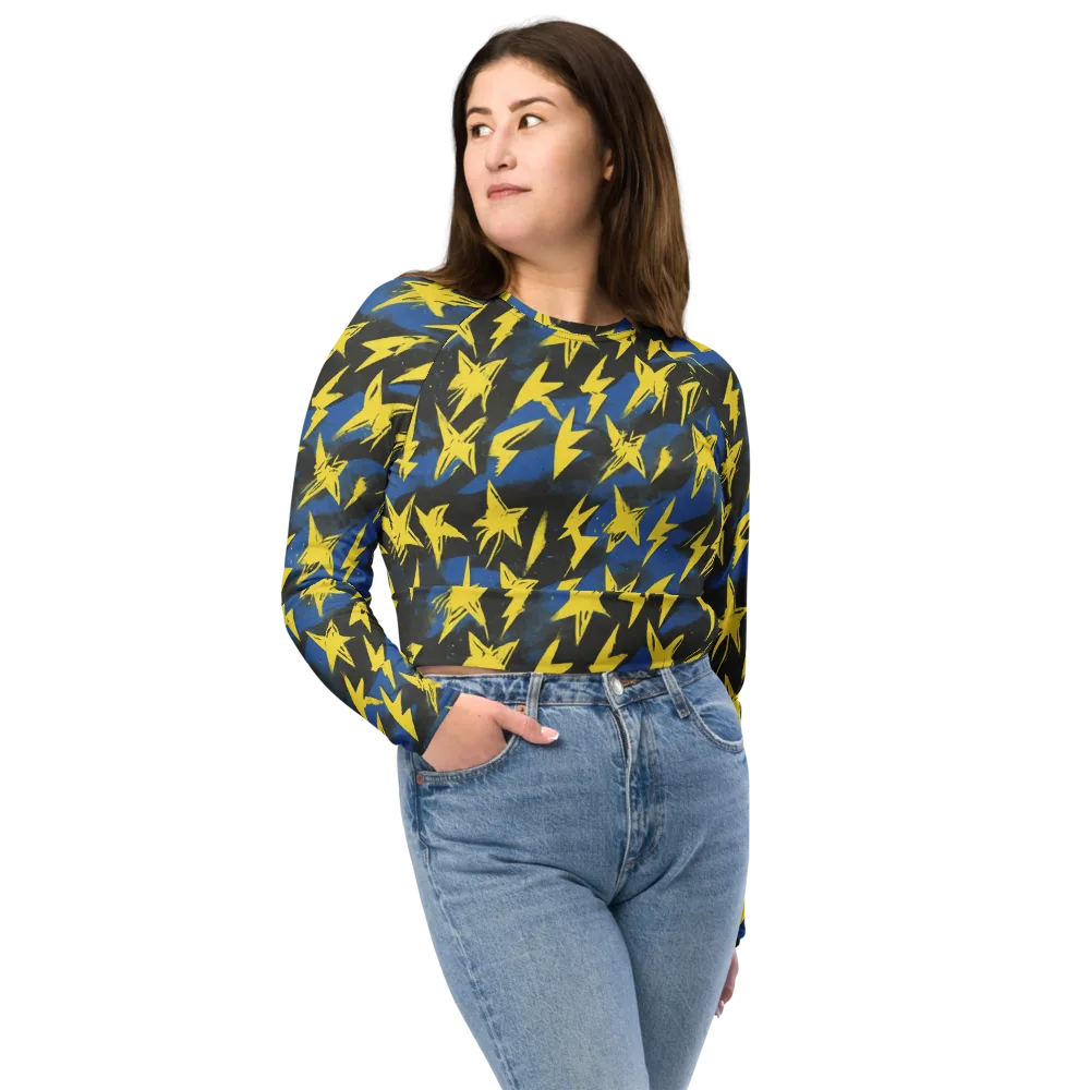 Electric Wildflower on Long Sleeve Crop Top — Front