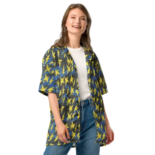 Electric Wildflower on a Button Shirt