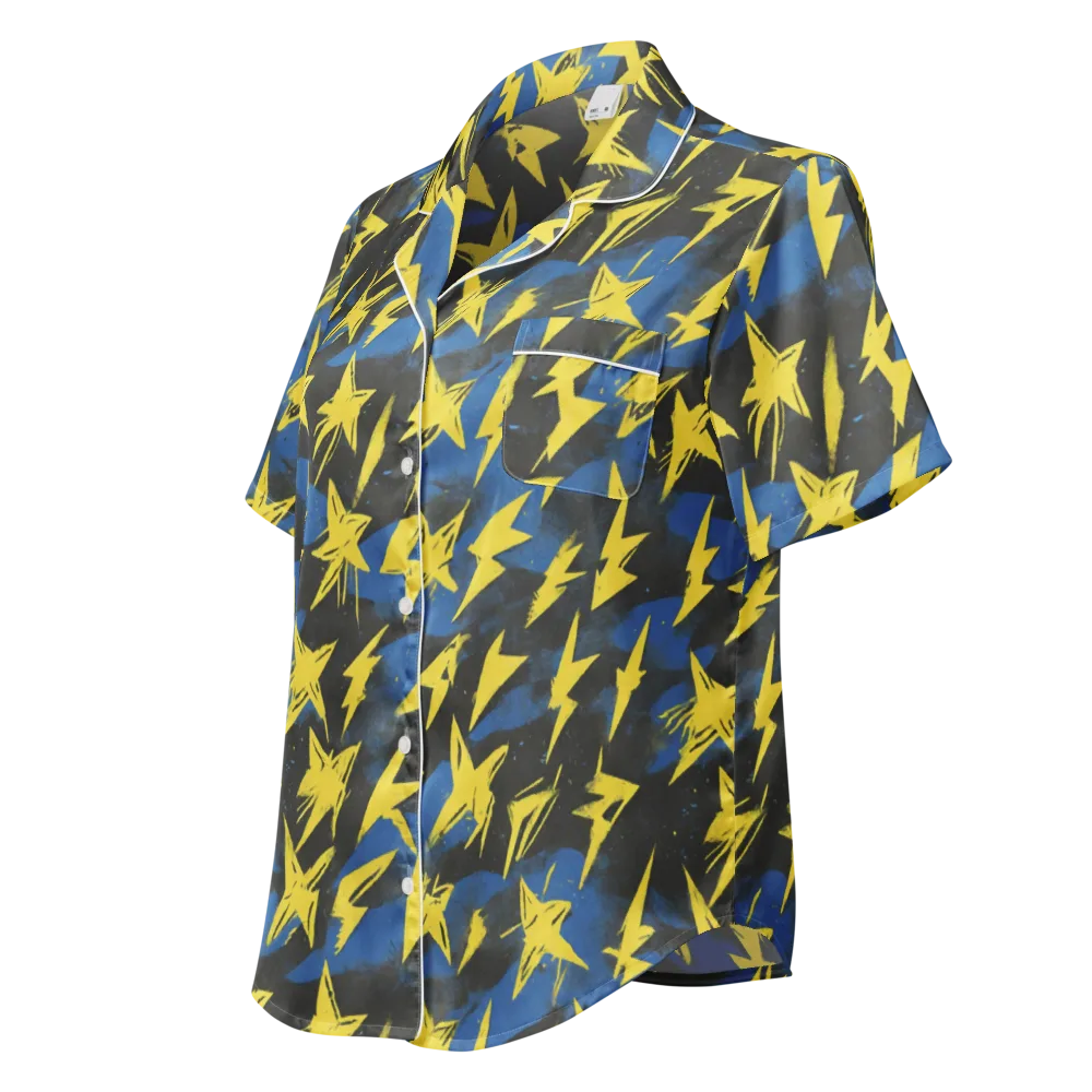 Electric Wildflower on Women's Short Sleeve Pajama Top — Left Front