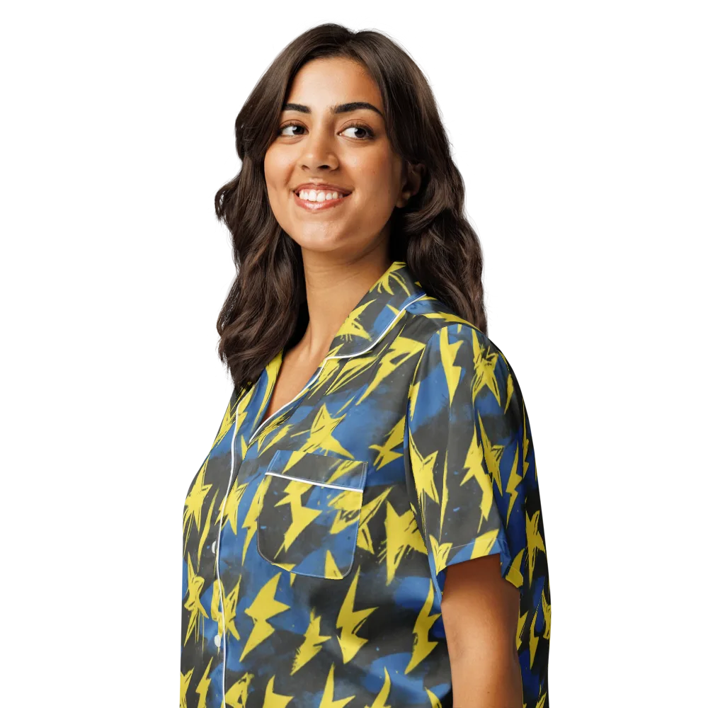 Electric Wildflower on Women's Short Sleeve Pajama Top — Left Front