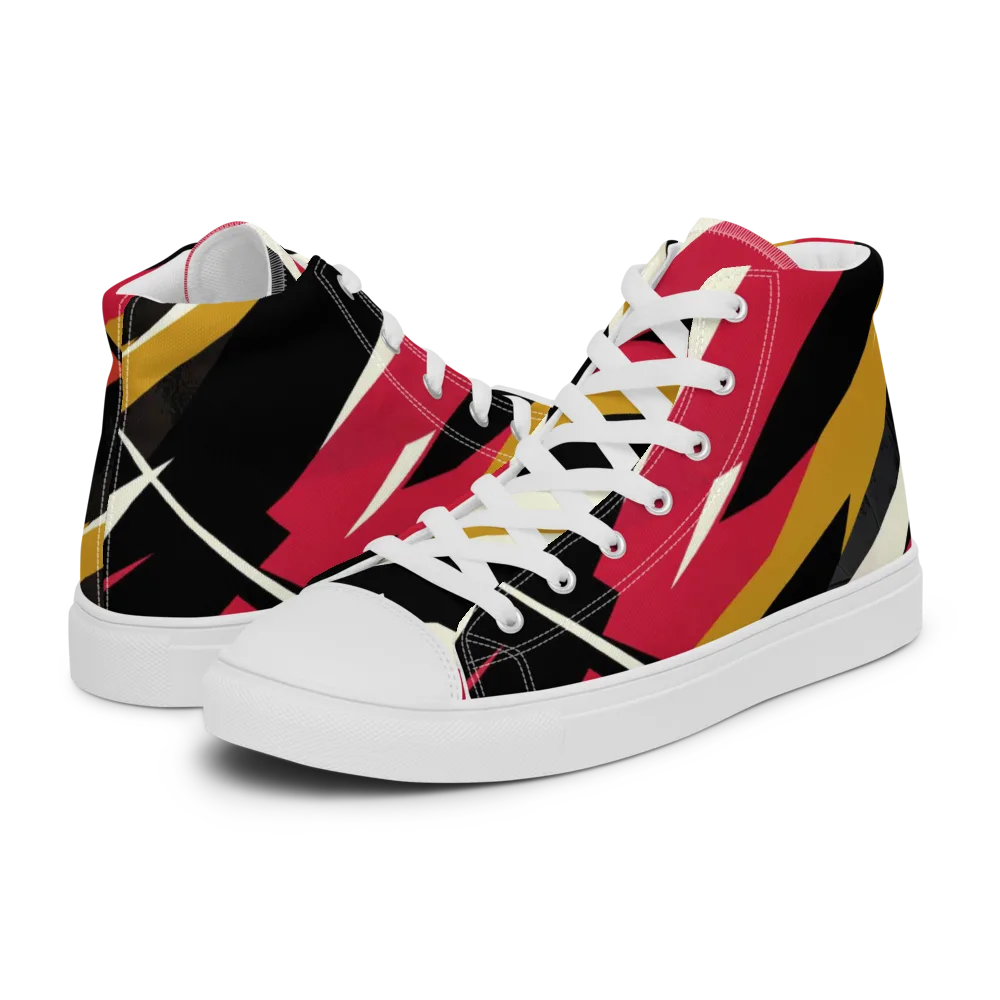 Voltage Velvet on Men's High Top Canvas Shoes — Left