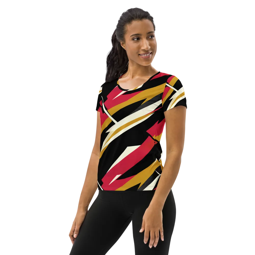 Voltage Velvet on Women's Athletic T-Shirt — Left