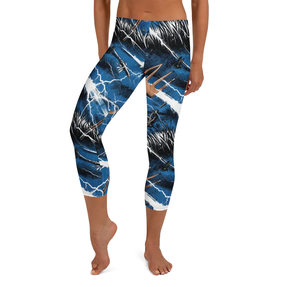 Neptune’s Static on Capri Leggings — Front