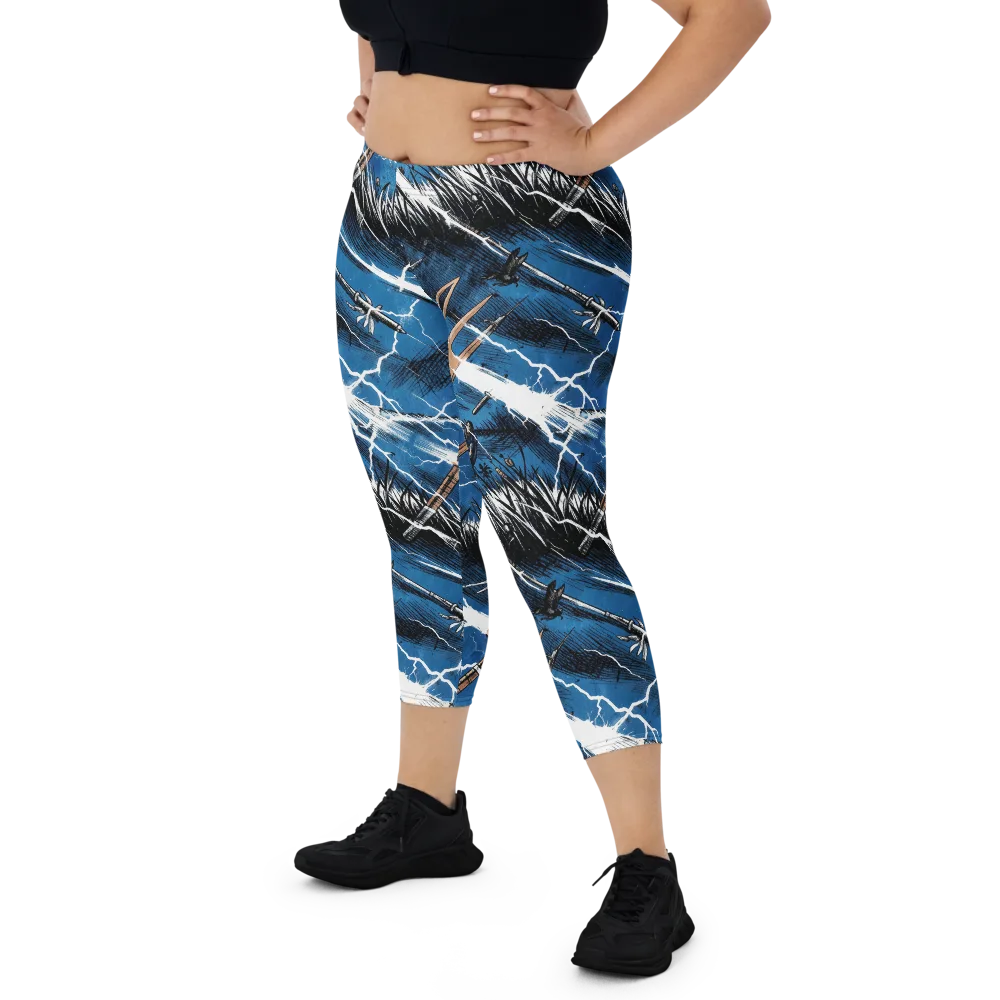 Neptune’s Static on Capri Leggings — Front