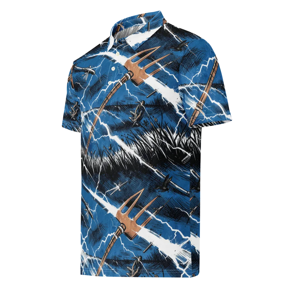Neptune’s Static on Men's Slim Fit Polo Shirt — Left Front