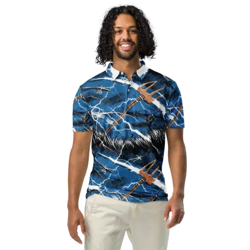 Neptune’s Static on a Men's Slim Fit Polo Shirt