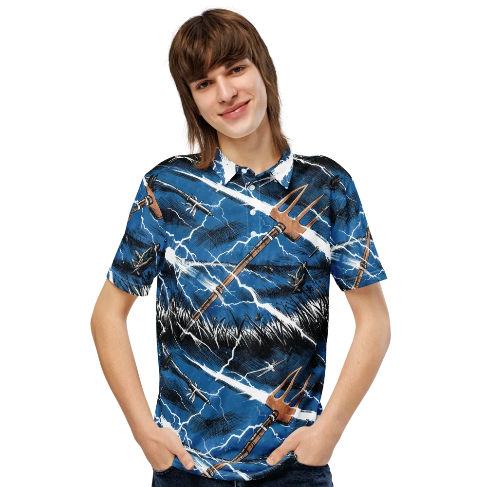 Neptune’s Static on Men's Slim Fit Polo Shirt — Front