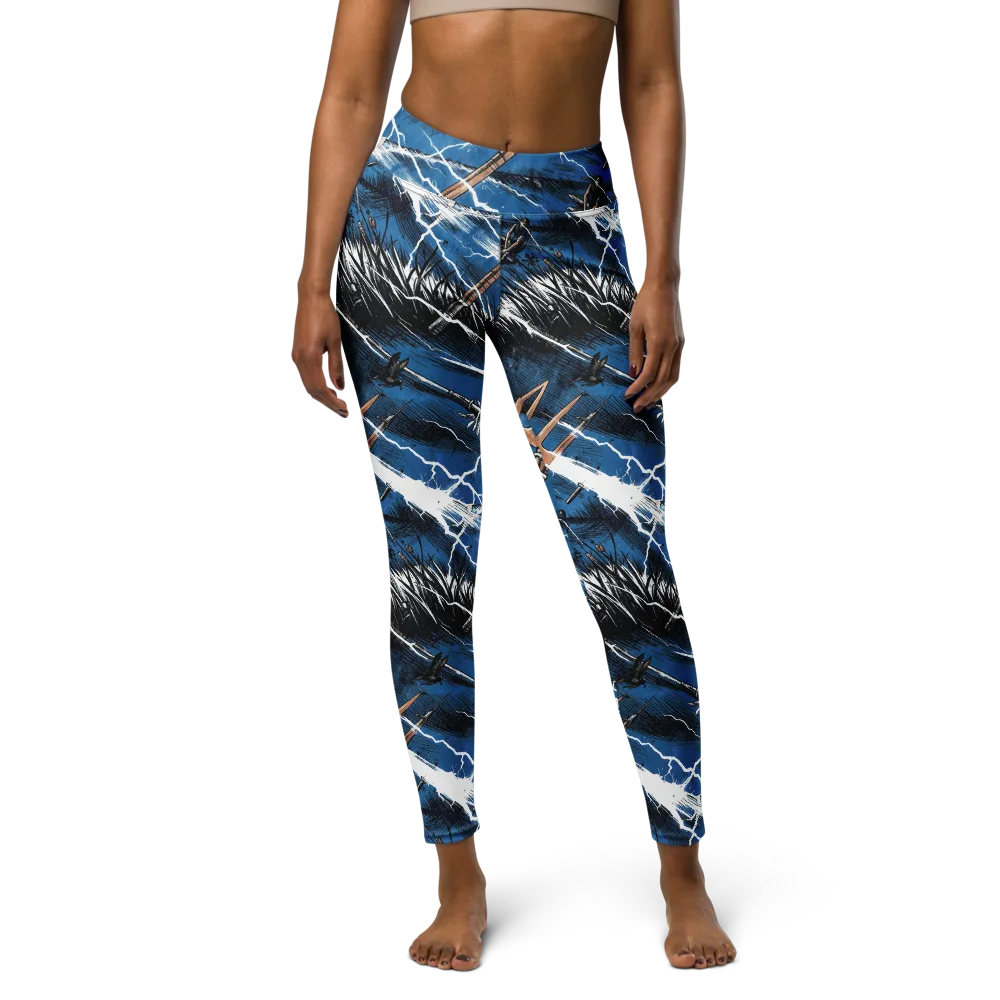 Neptune’s Static on Yoga Leggings — Front