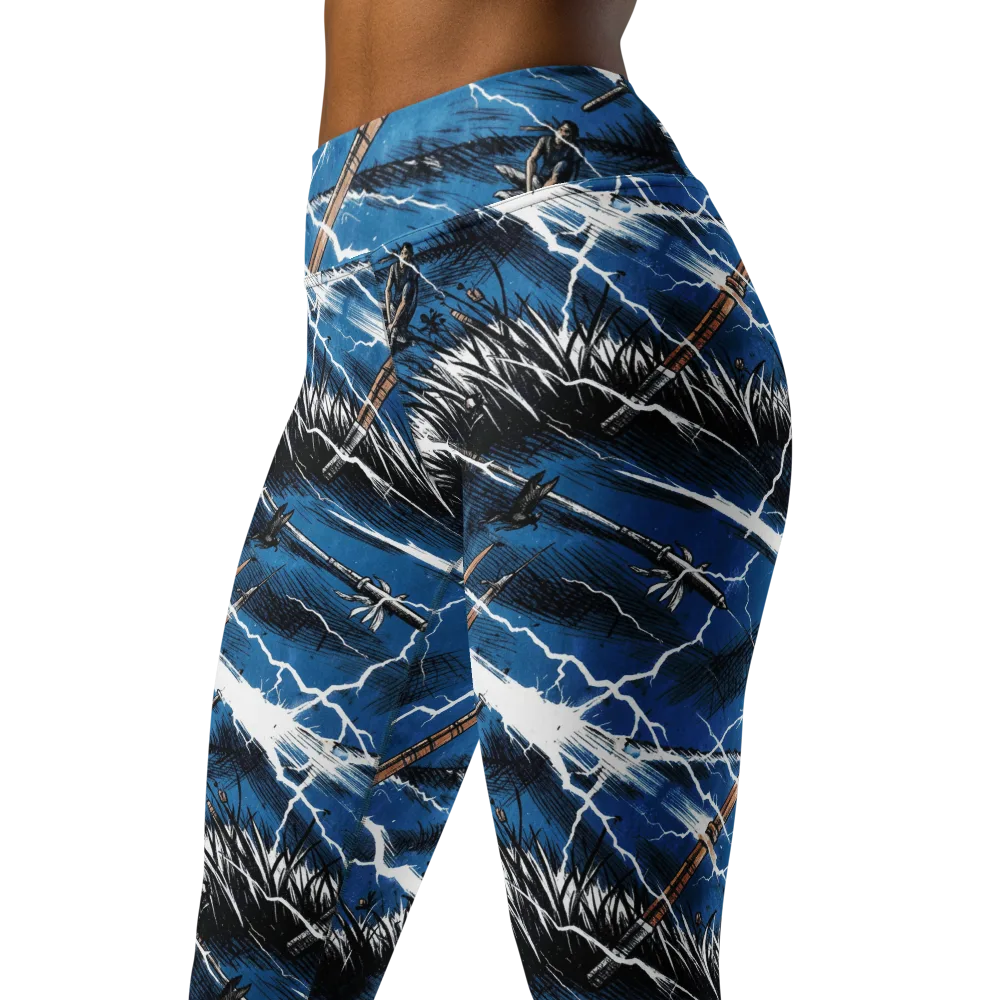 Neptune’s Static on Yoga Leggings — Left Front